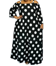 Load image into Gallery viewer, Black & White Polka Dot Maxi Dress