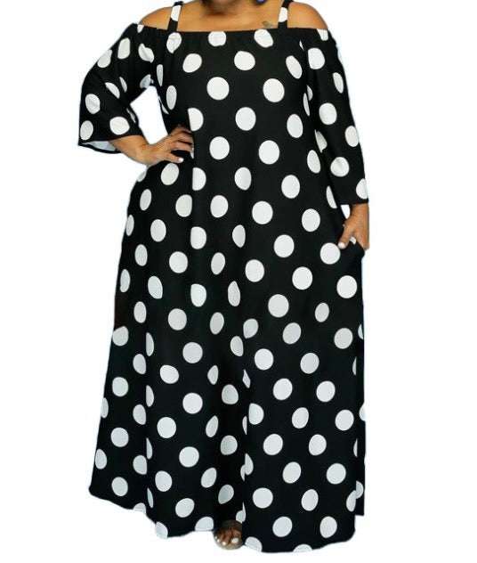 Black & White Polka Dot Maxi Dress