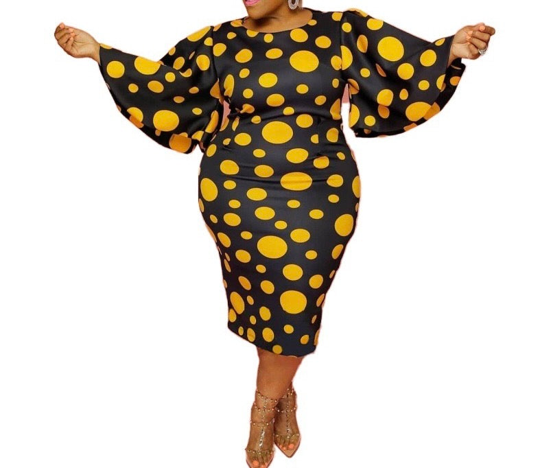Yellow & Black Polkadot Dress Fittoimpressfashion Yellow & Black Polkadot Dress Fittoimpressfashion