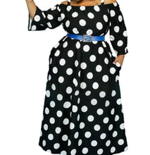 Load image into Gallery viewer, Black & White Polka Dot Maxi Dress