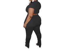 Load image into Gallery viewer, Crop Top- Knot Waist Stacked Pants Outfit
