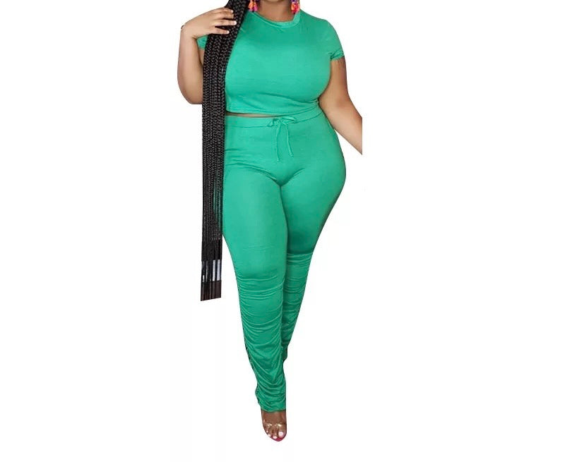 Crop Top- Knot Waist Stacked Pants Outfit