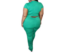 Load image into Gallery viewer, Crop Top- Knot Waist Stacked Pants Outfit
