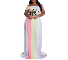 Load image into Gallery viewer, Off Shoulder Color-block Casual Maxi Dress
