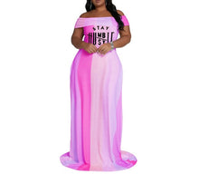 Load image into Gallery viewer, Off Shoulder Color-block Casual Maxi Dress
