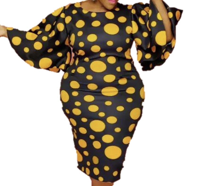 black dress with yellow polka dots Cause to Celebrate Black and Gold Dot Ruffled Tiered Midi Dress